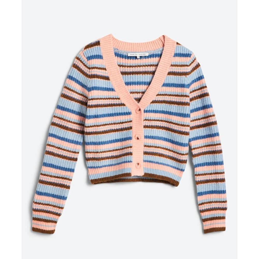 English Factory Striped Cardigan